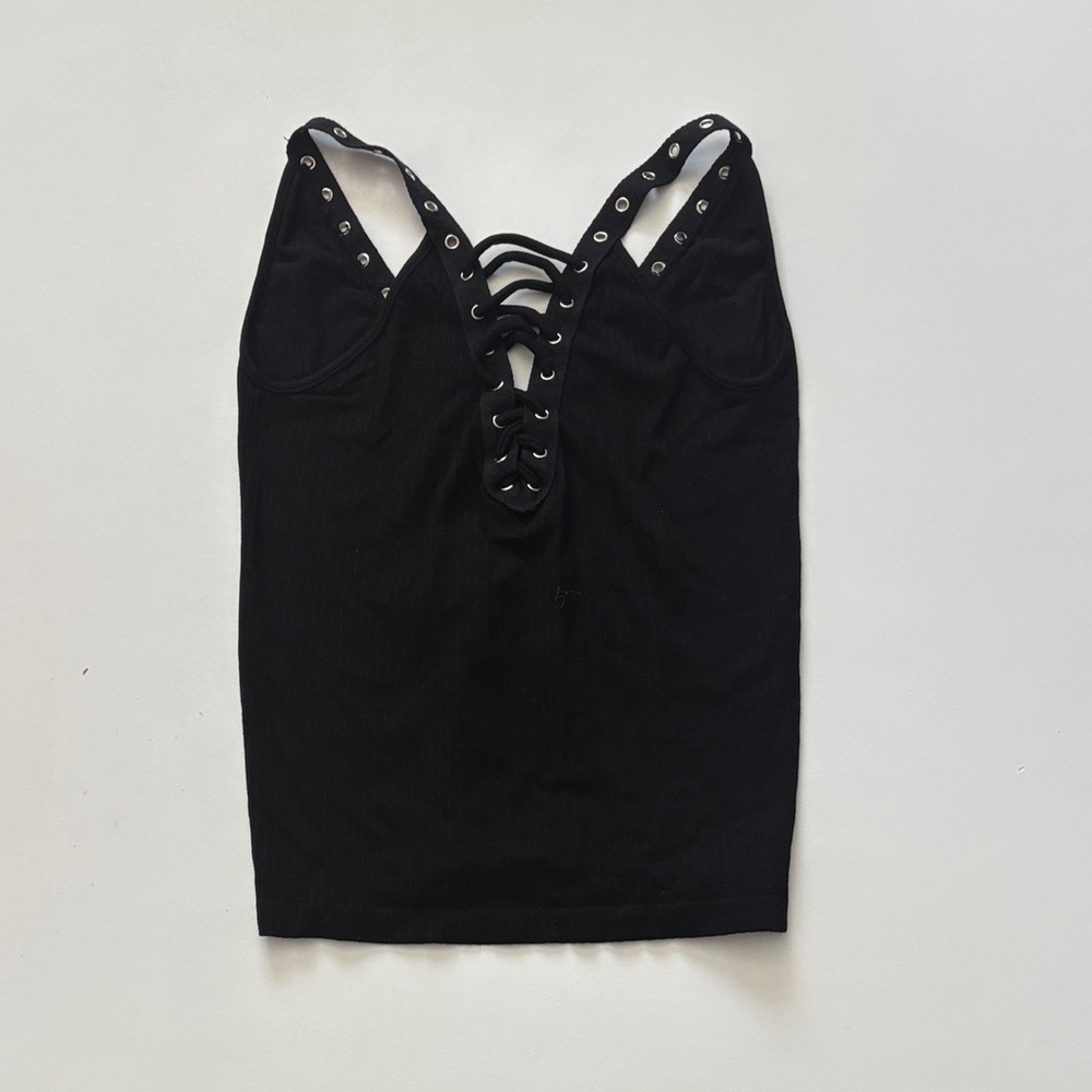 Elegant Black Lace-Up Camisole